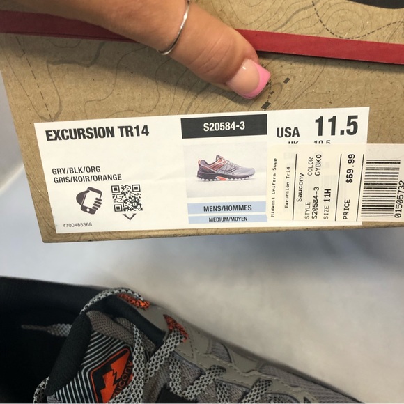 NIB Saucony Mens Excursion TR14 Tennis shoes in grey black and orange - Picture 8 of 11